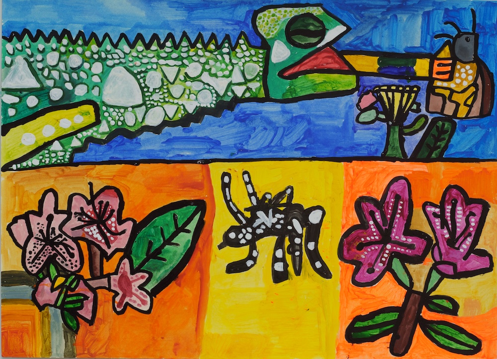 變色龍吃蛾與櫻花樹