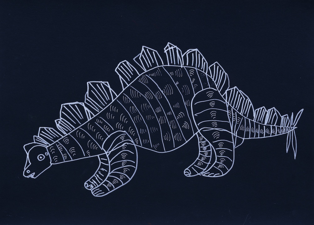 動物線條畫-劍龍