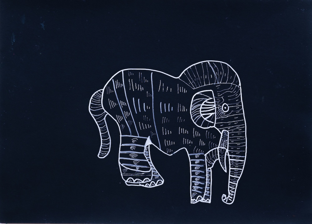 動物線條畫-大象