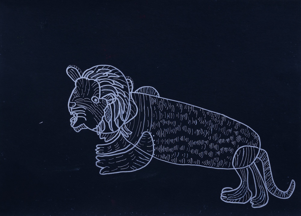 動物線條畫-獅子